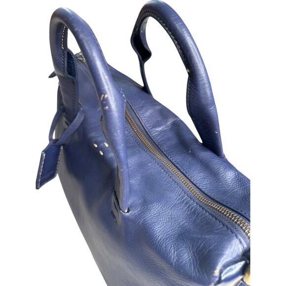 Anthropologie Kelsi Dagger Brooklyn Wythe Indigo Leather Satchel‎ Navy Blue Bag - Picture 5 of 12